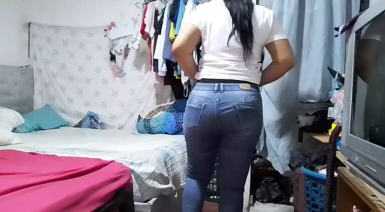 horny stepmom leaves door open when she changes so her stepson can see her big ass
