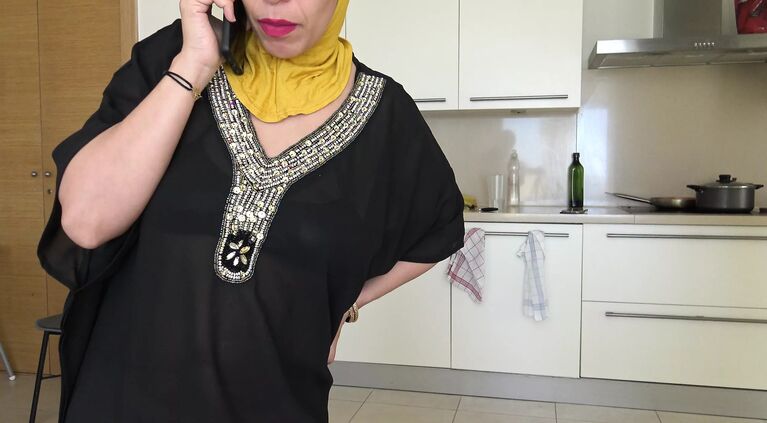 A sexy arab woman with a big ass cheats on her husband on camera