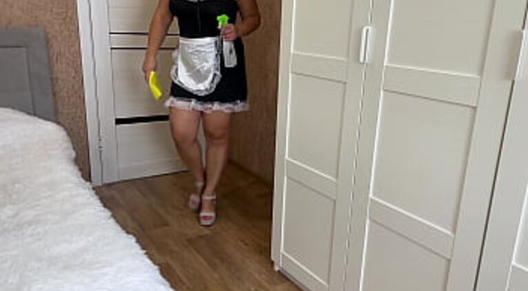 Step sister with big boobs in maid outfit got my cock in tight pussy