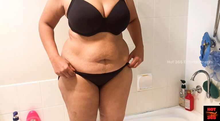 Sexy and Curvy Milf Strip Teasing and taking Bath Naked