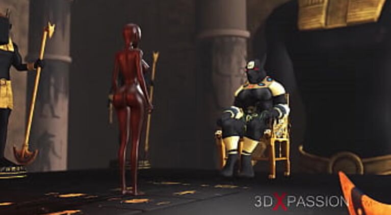 Anubis fucks a young egyptian slave in his temple